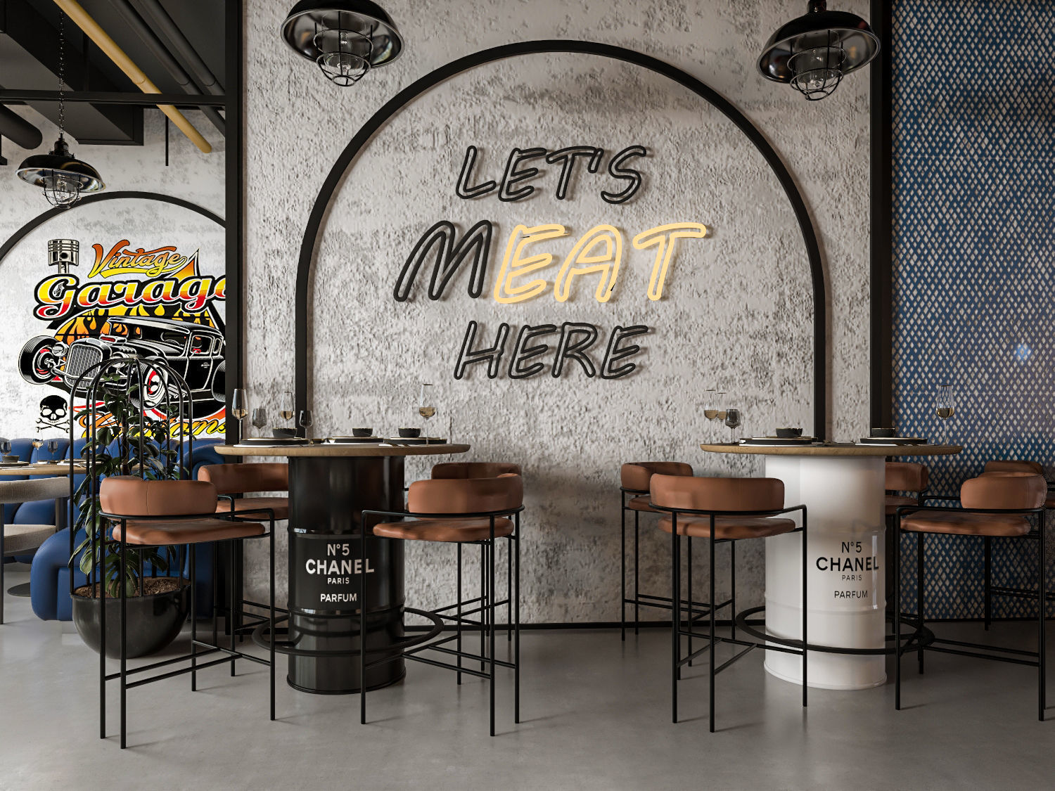 Restaurant and bar interior scene 3d model 3D model_9