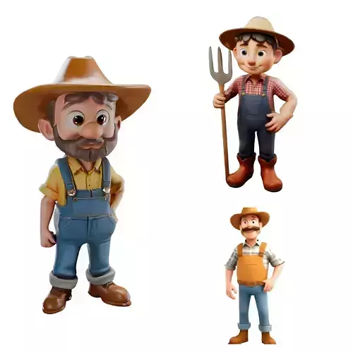 Friendly Farm Folk Character Set 3D print model