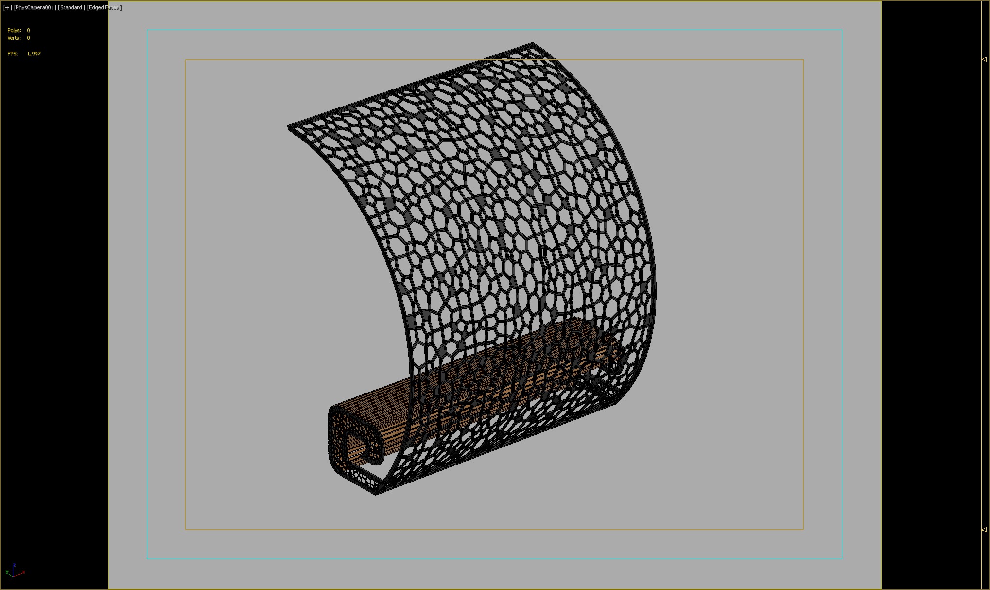 Modern Bench with Perforated Metal Shade 3D model_3