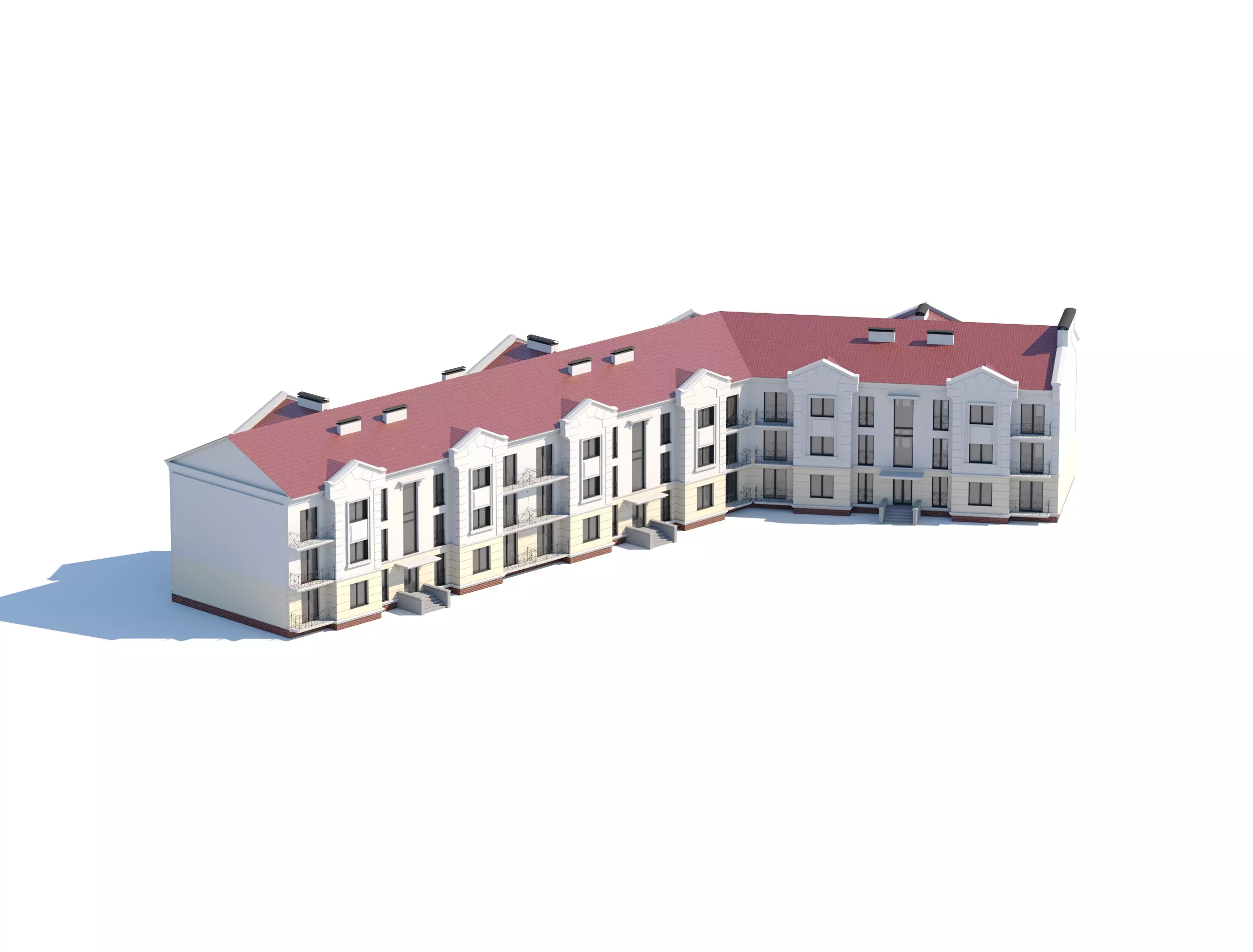 Classical Apartment Building 3D model_0