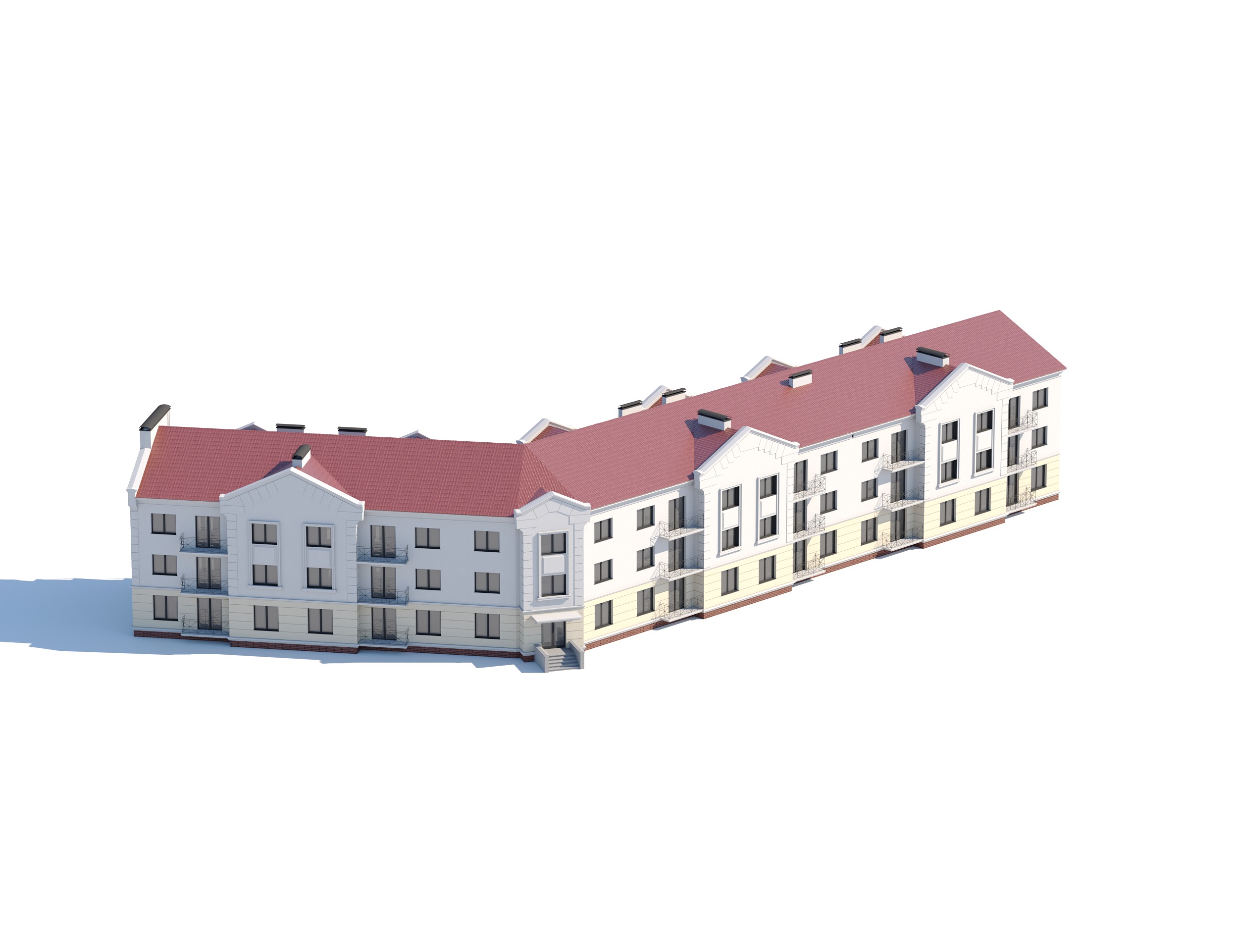 Classical Apartment Building 3D model_1