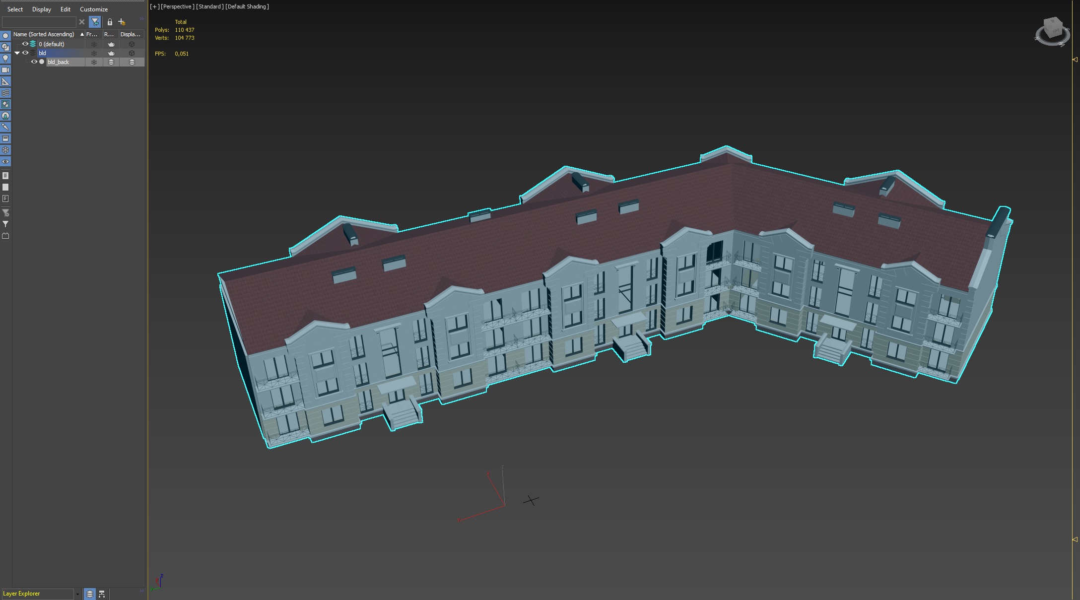 Classical Apartment Building 3D model_2