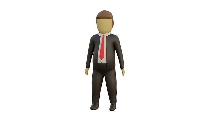 Tramp-character low-poly stickman Low-poly 3D model