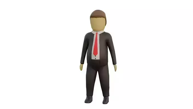 Tramp-character low-poly stickman Low-poly 3D model