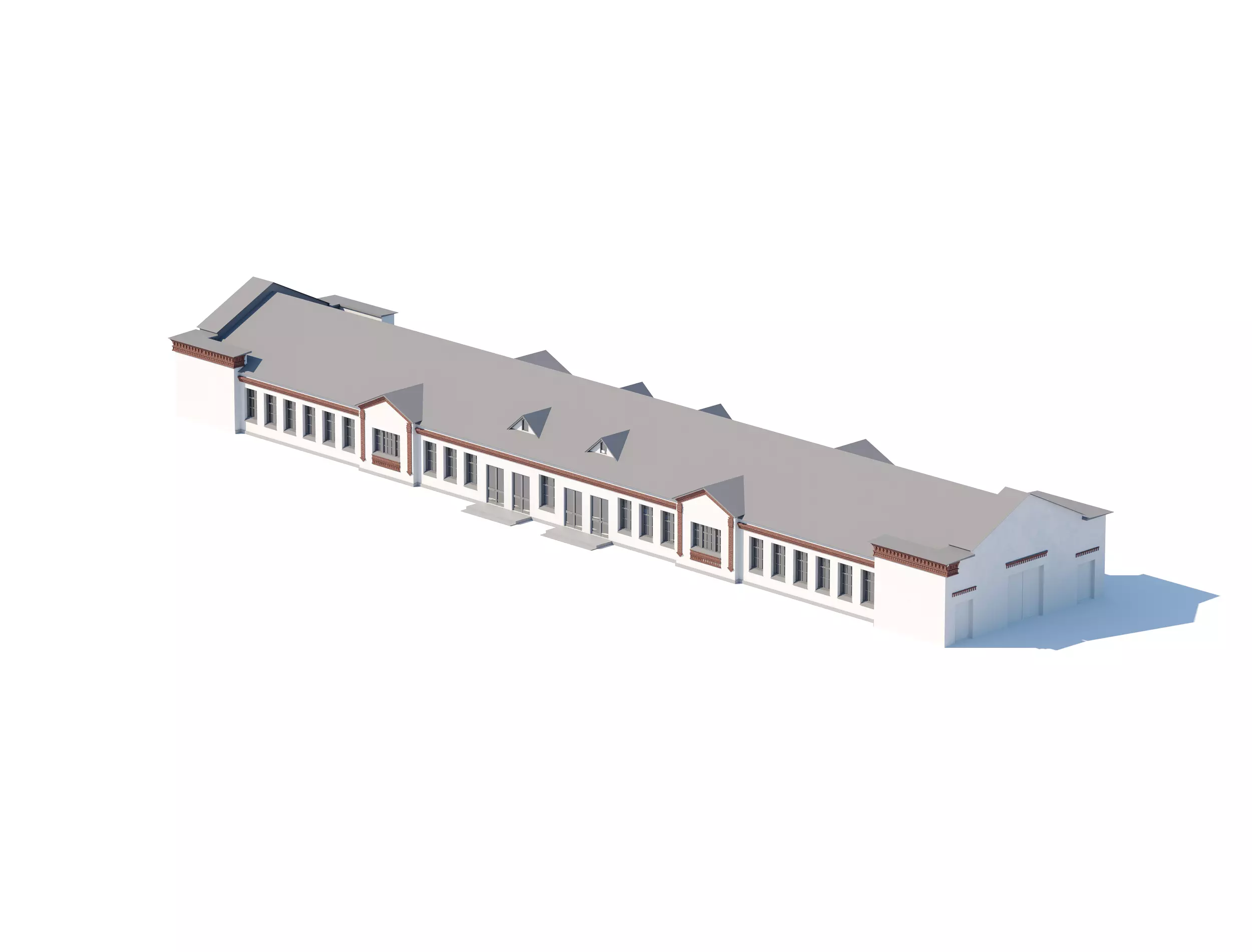 Industrial Warehouse 3D Model with Office Space 3D model_0