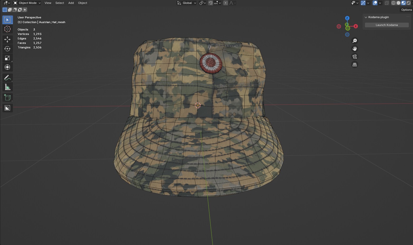Austrian Armed Forces Hat 36 Color Variations Ready Games  Low-poly 3D model_5
