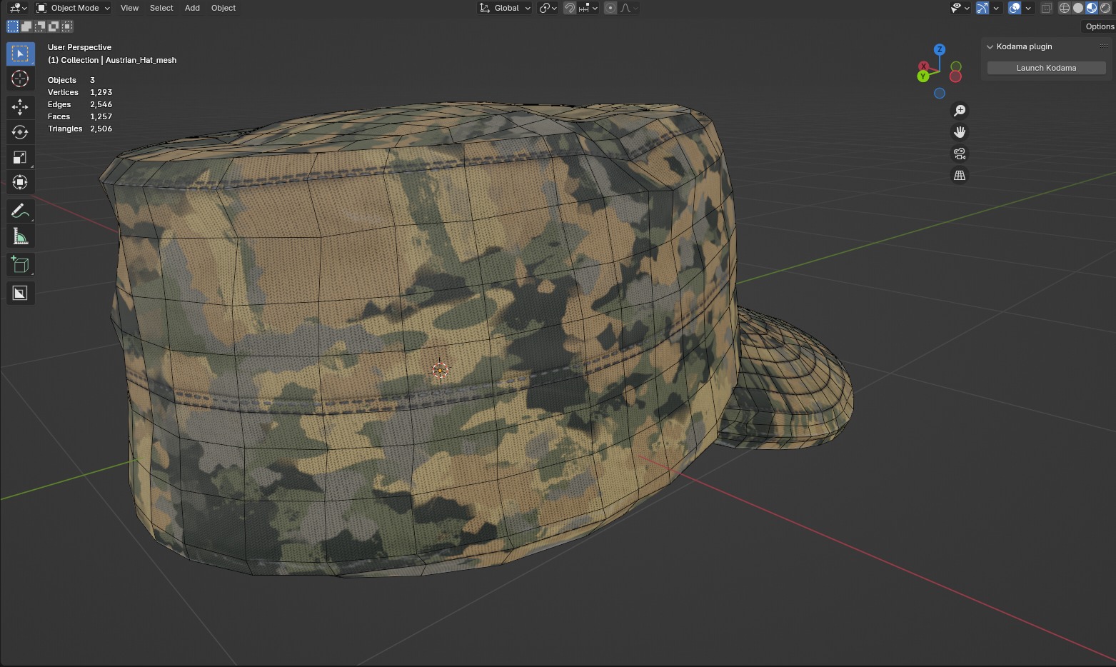 Austrian Armed Forces Hat 36 Color Variations Ready Games  Low-poly 3D model_6