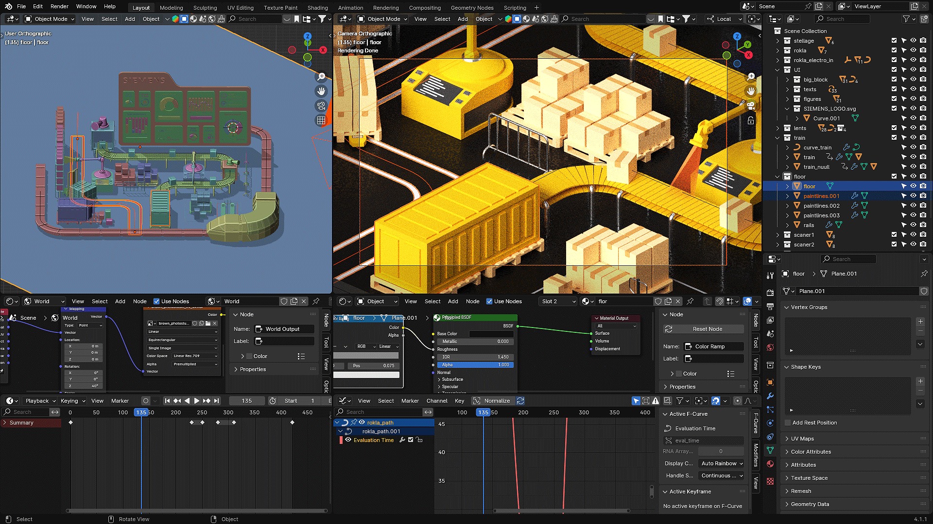Lowpoly logistics hub warehouse with conveyors and dashboard 3D model_8