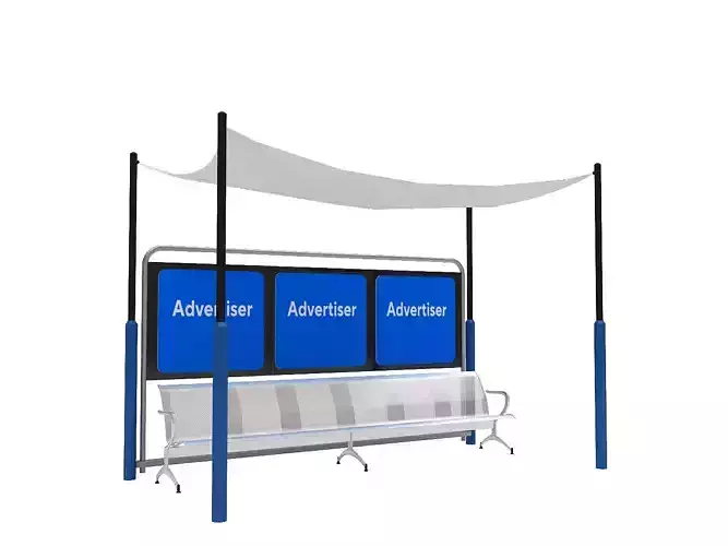 Bus Stop Shelter with Bench and Billboard
