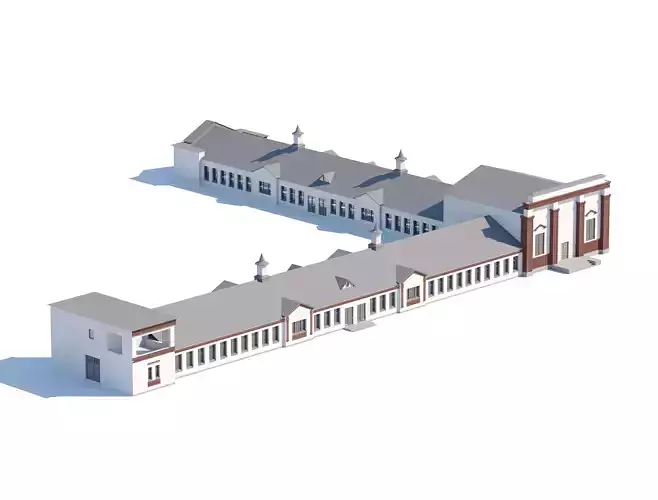 Classic L-Shaped Institutional Building