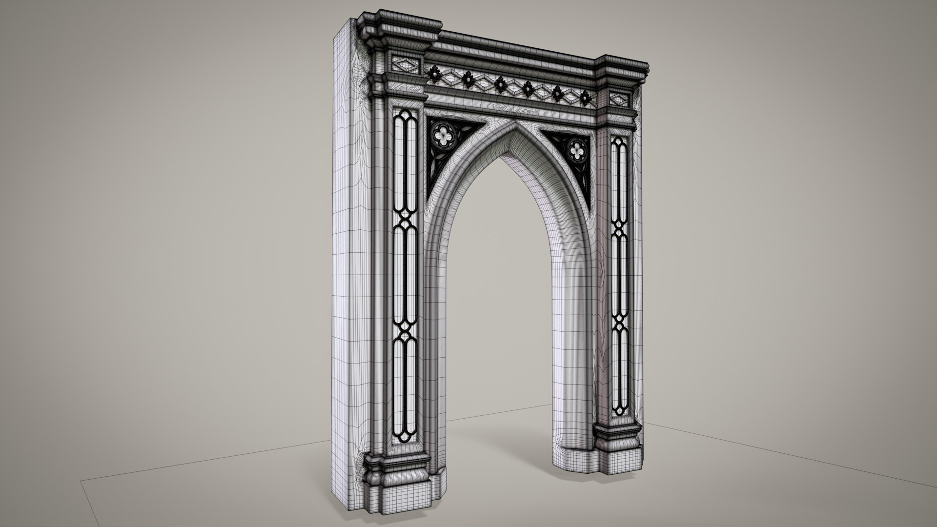 Highpoly Gothic Portal - type 3 3D model_6
