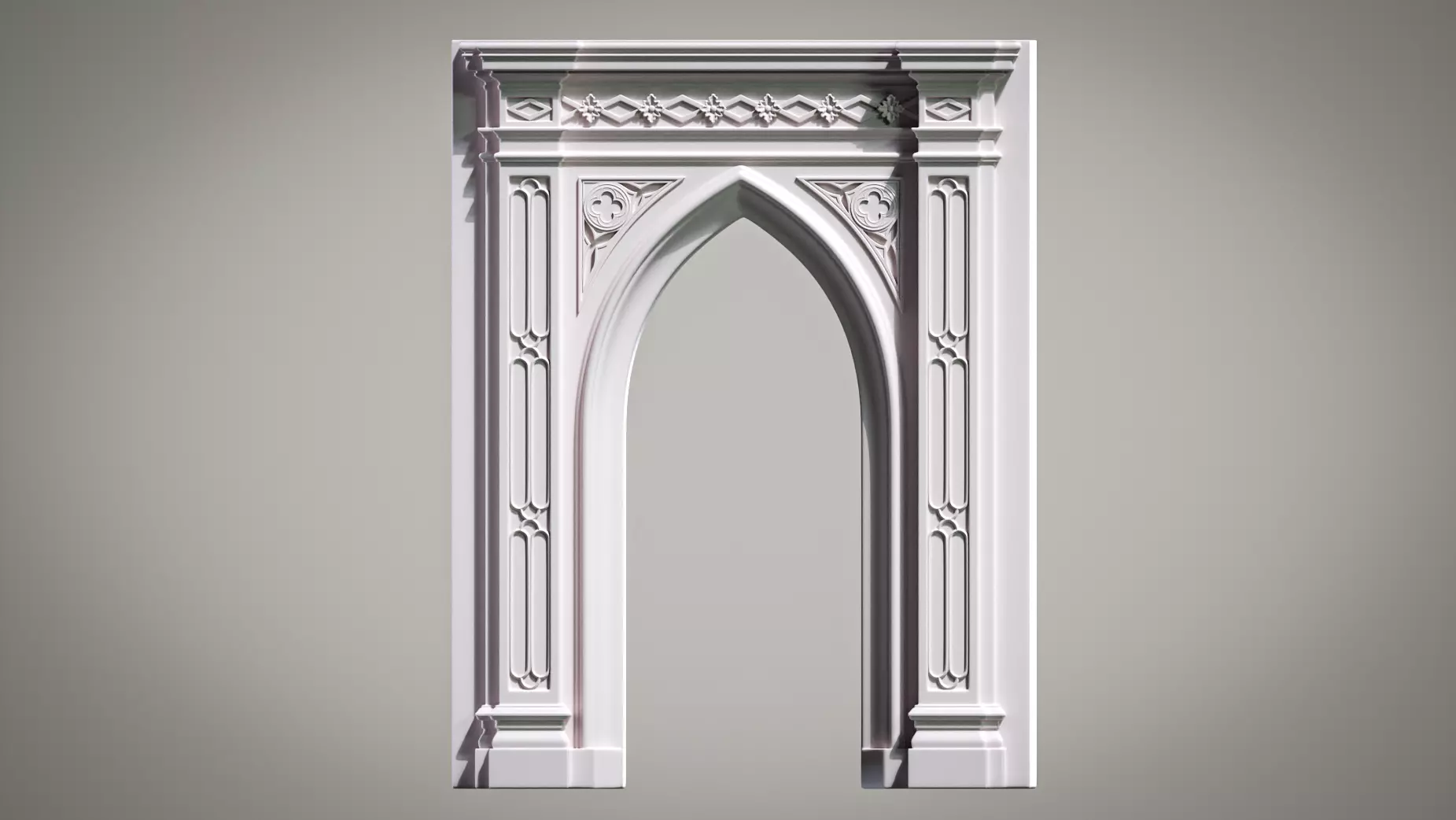 Highpoly Gothic Portal - type 3 3D model_0