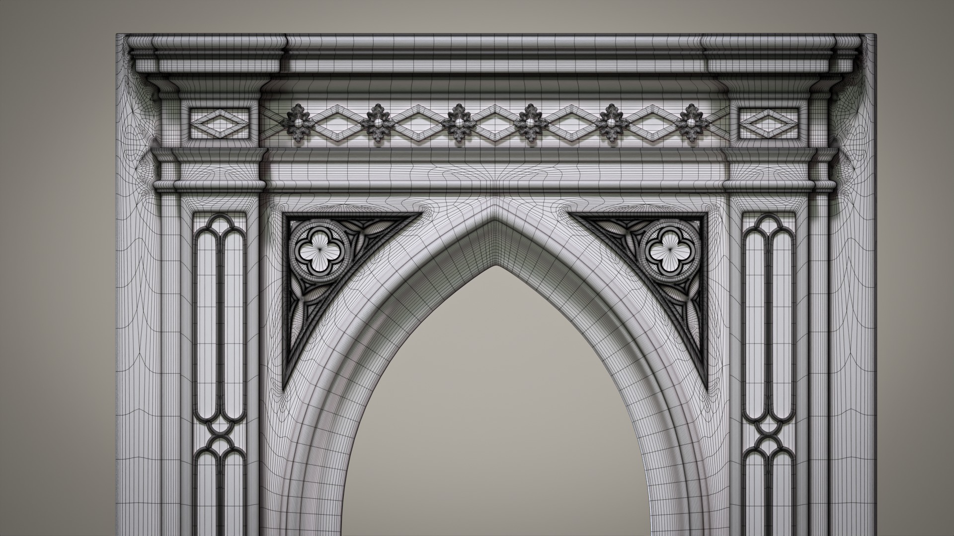 Highpoly Gothic Portal - type 3 3D model_5