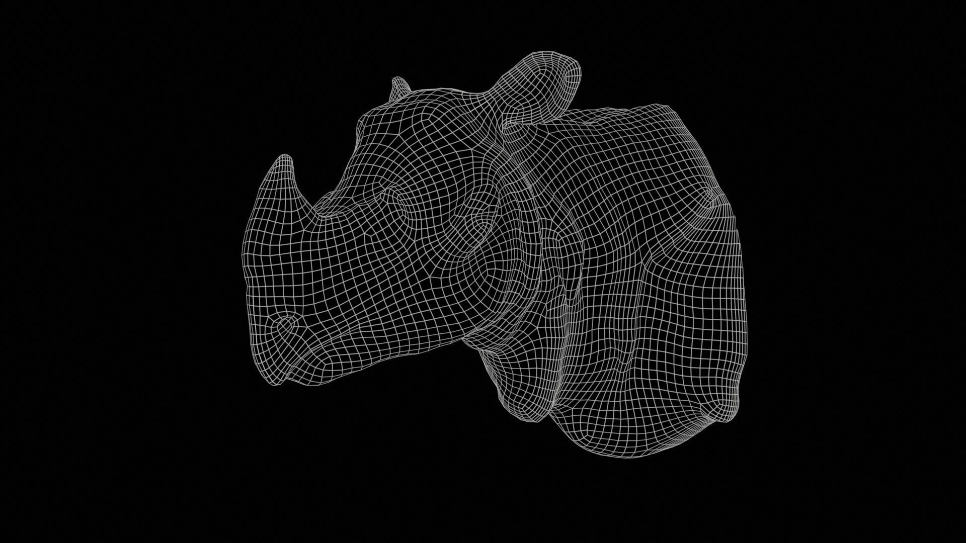 Rhino Head Low-poly 3D model_11
