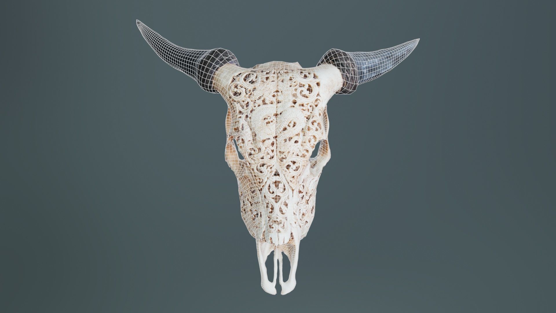 Decorated Goat Skull Low-poly 3D model_9