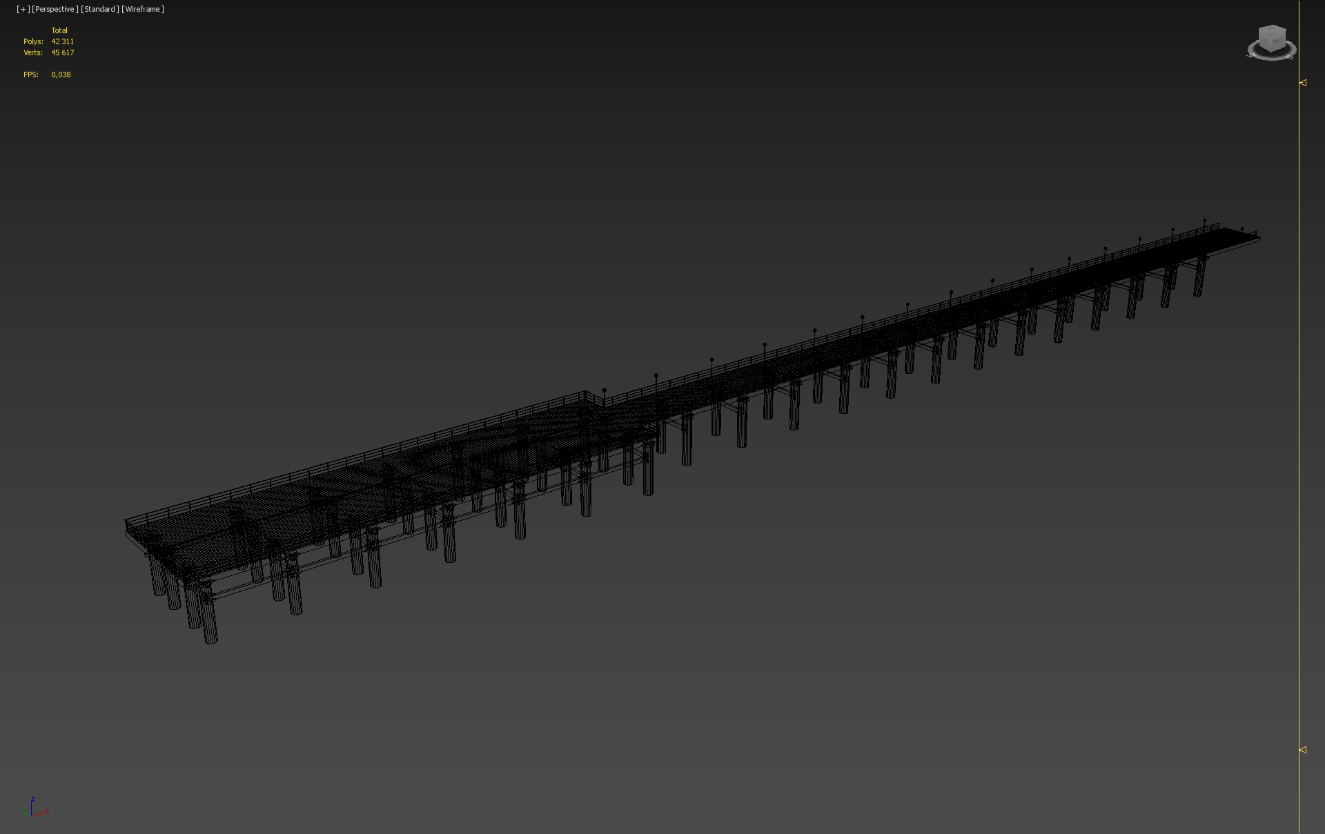 Modern Pedestrian Pier Structure 3D model_4