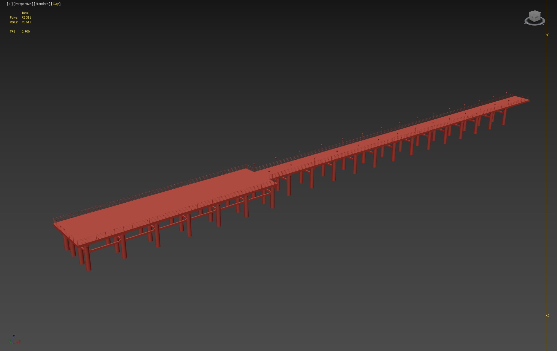 Modern Pedestrian Pier Structure 3D model_5