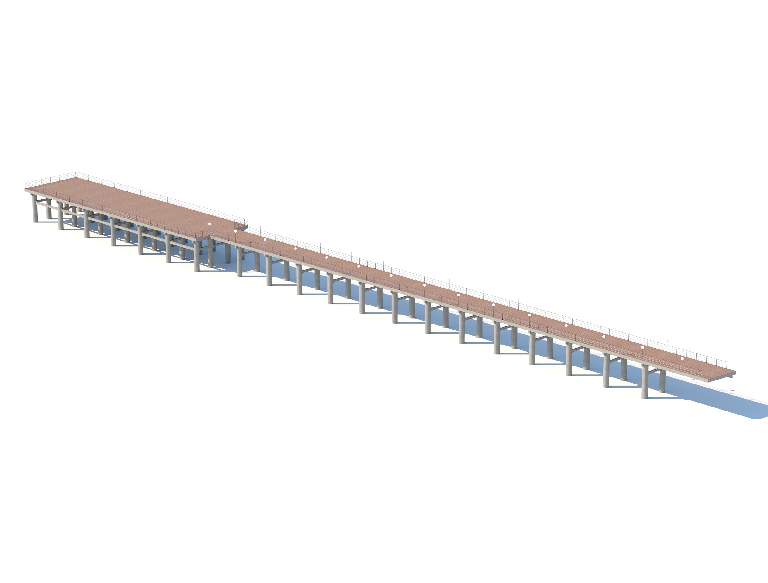 Modern Pedestrian Pier Structure 3D model_1