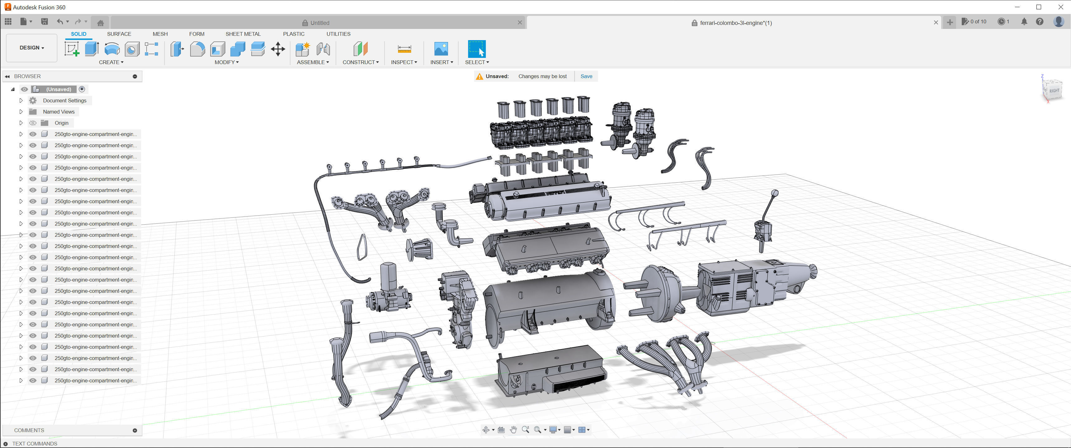 Ferrari 250 GTO Chassis Frame Undercarriage - Engine Pack Bundle 3D Model Collection_8