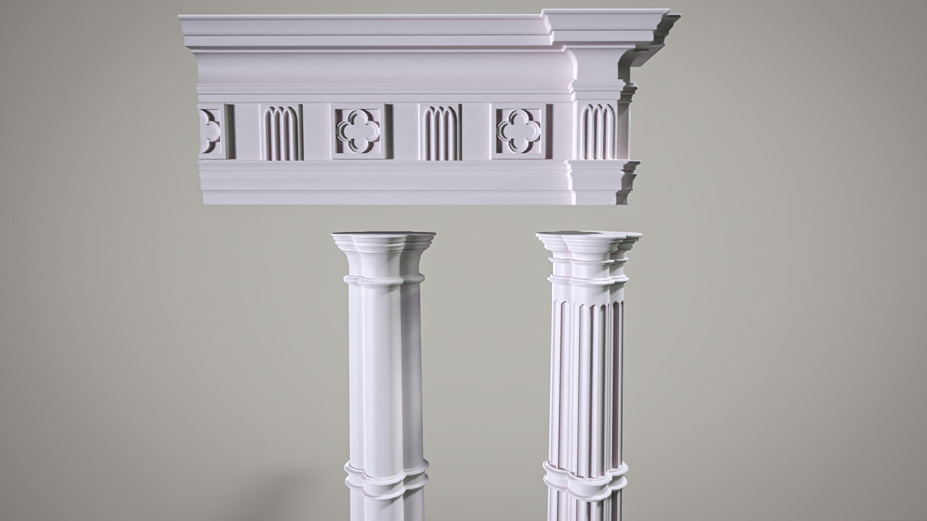 Highpoly Gothic Column - type 1 3D model_8