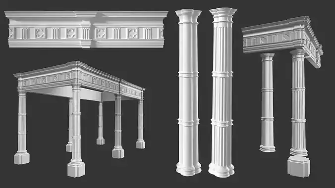 Highpoly Gothic Column - type 1 3D model
