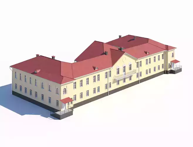Classic Two-Story Residential Building 3D model