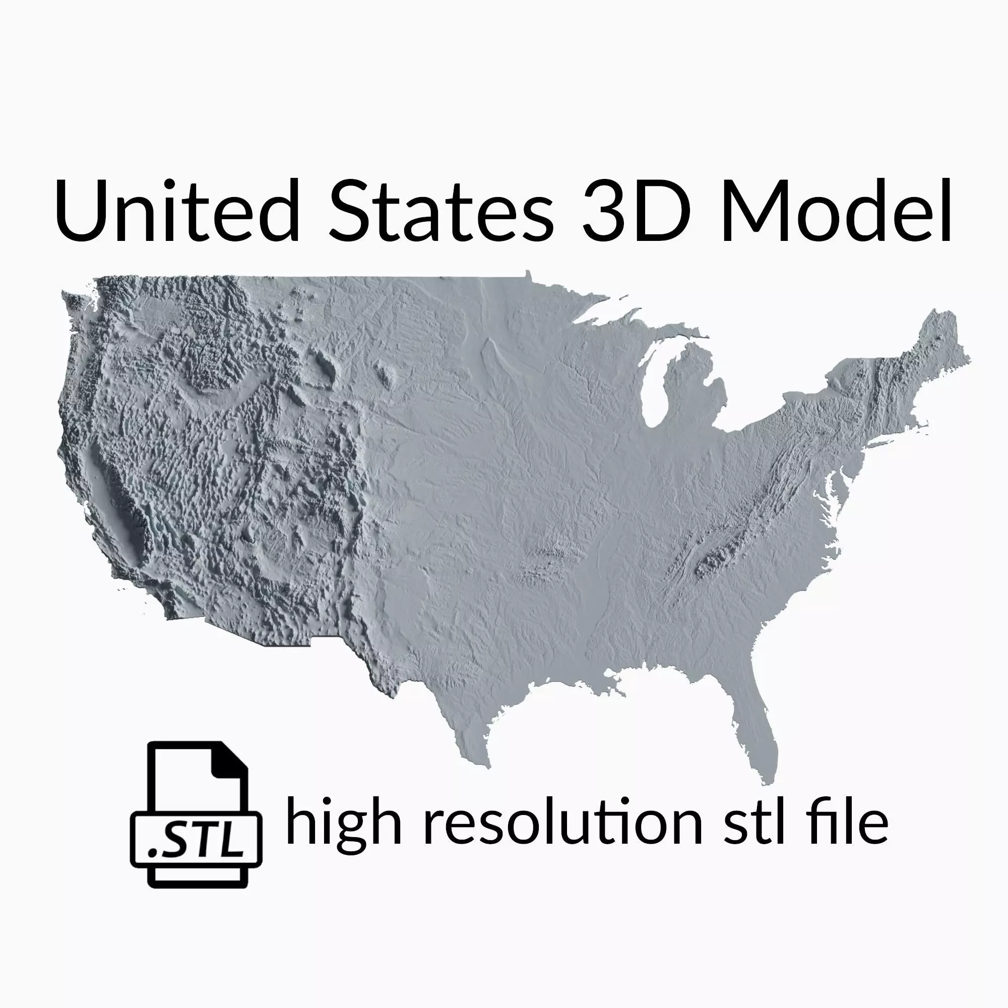 United States Topographic Map - 3D Terrain Topography USA 3D print model_0