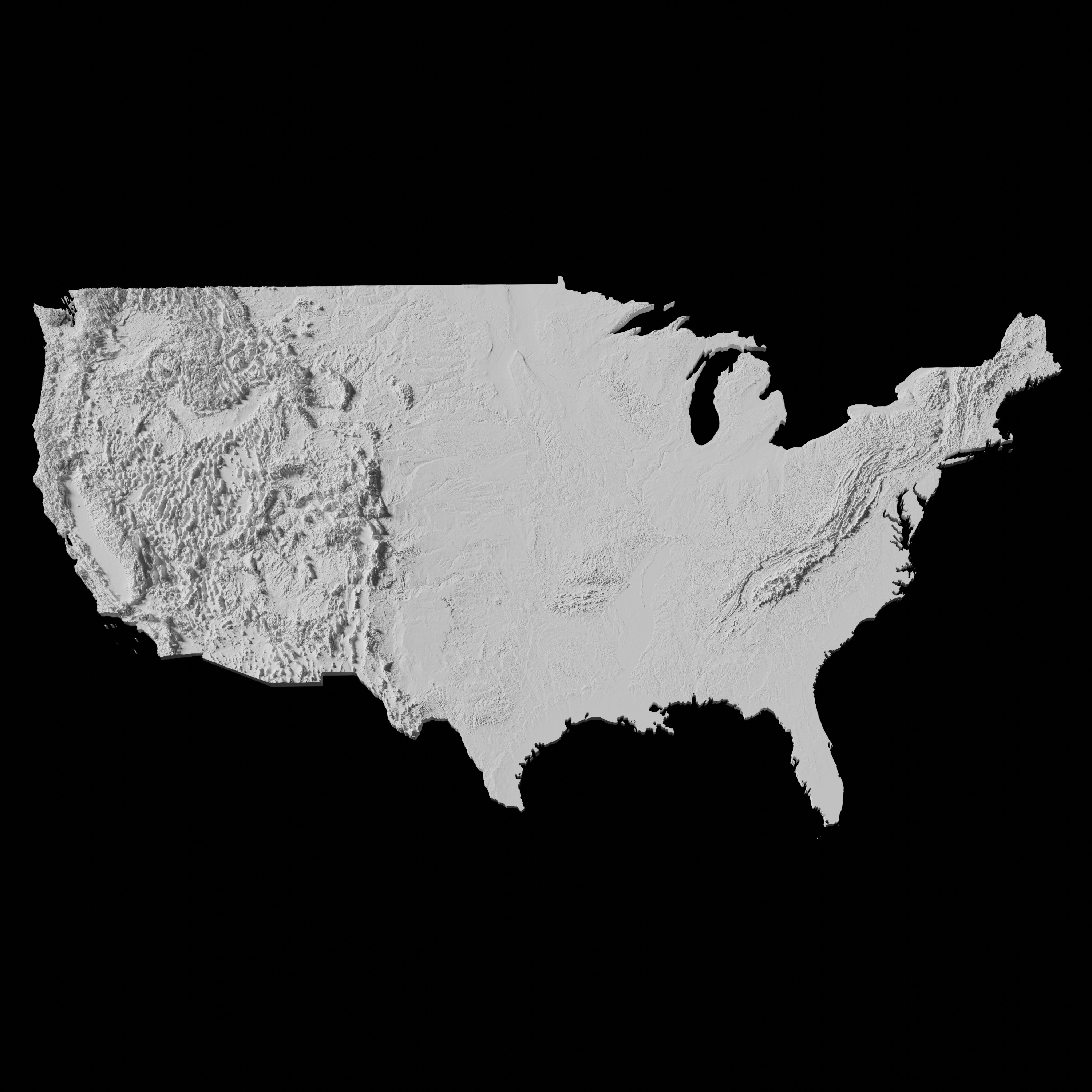 United States Topographic Map - 3D Terrain Topography USA 3D print model_2