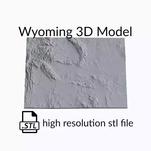 USA State of Wyoming Topographic Map - 3D Terrain Topography