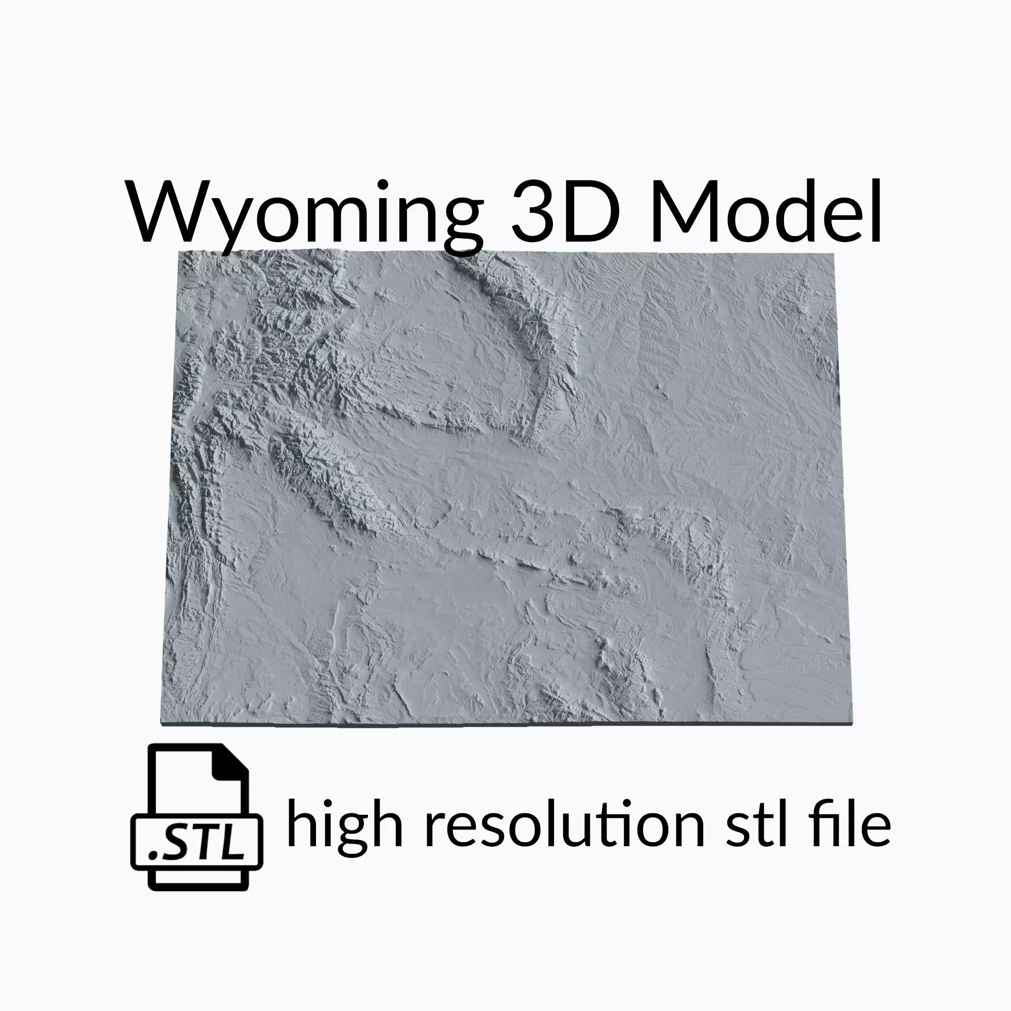 USA State of Wyoming Topographic Map - 3D Terrain Topography 3D print model_0