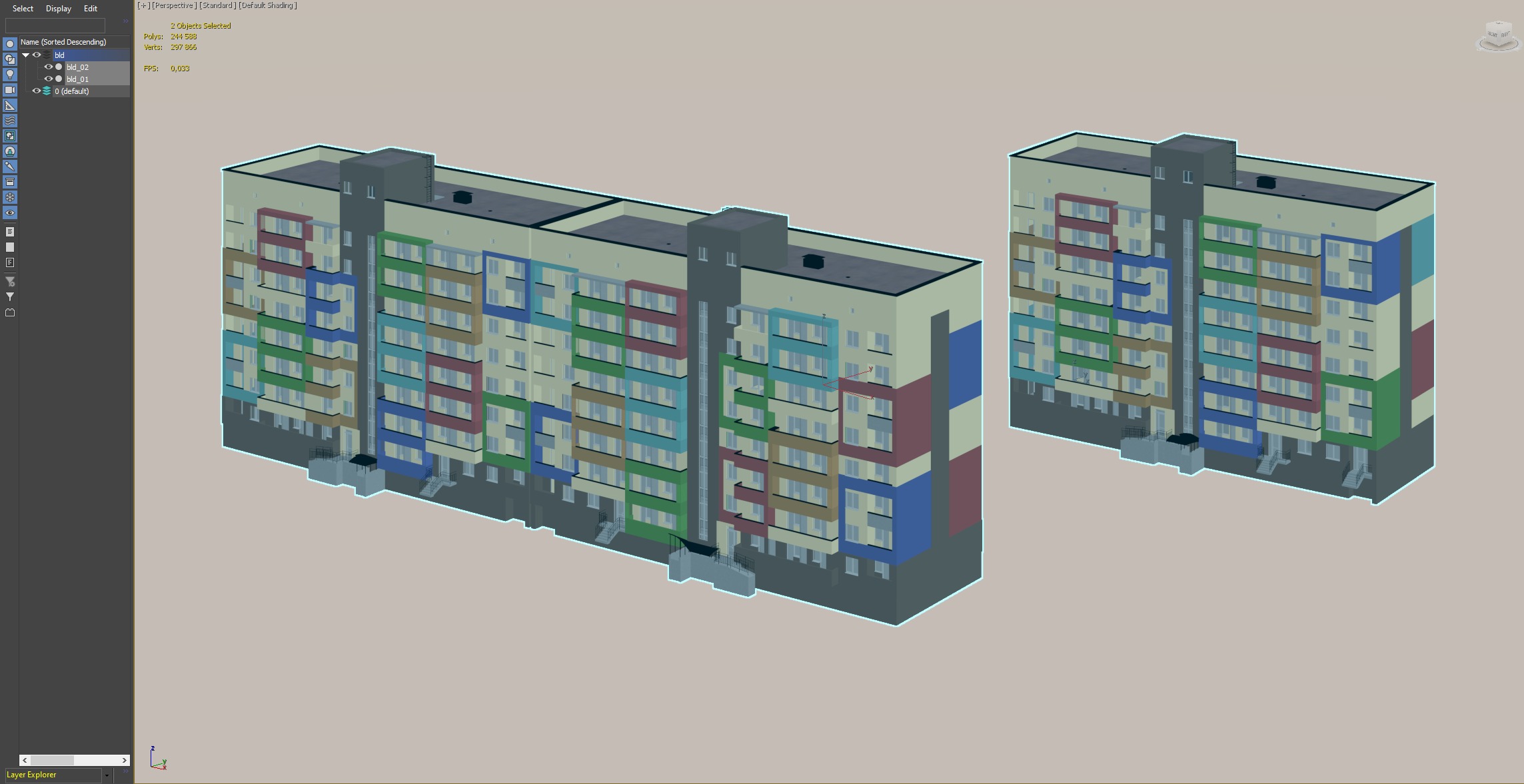 Colorful Residential Apartment Blocks 3D model_2