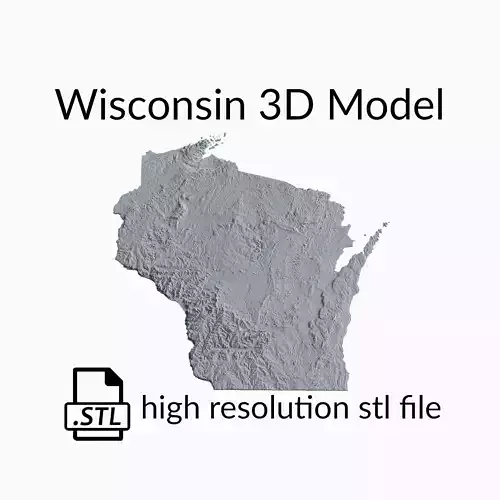USA State of Wisconsin Topographic Map - 3D Terrain Topography