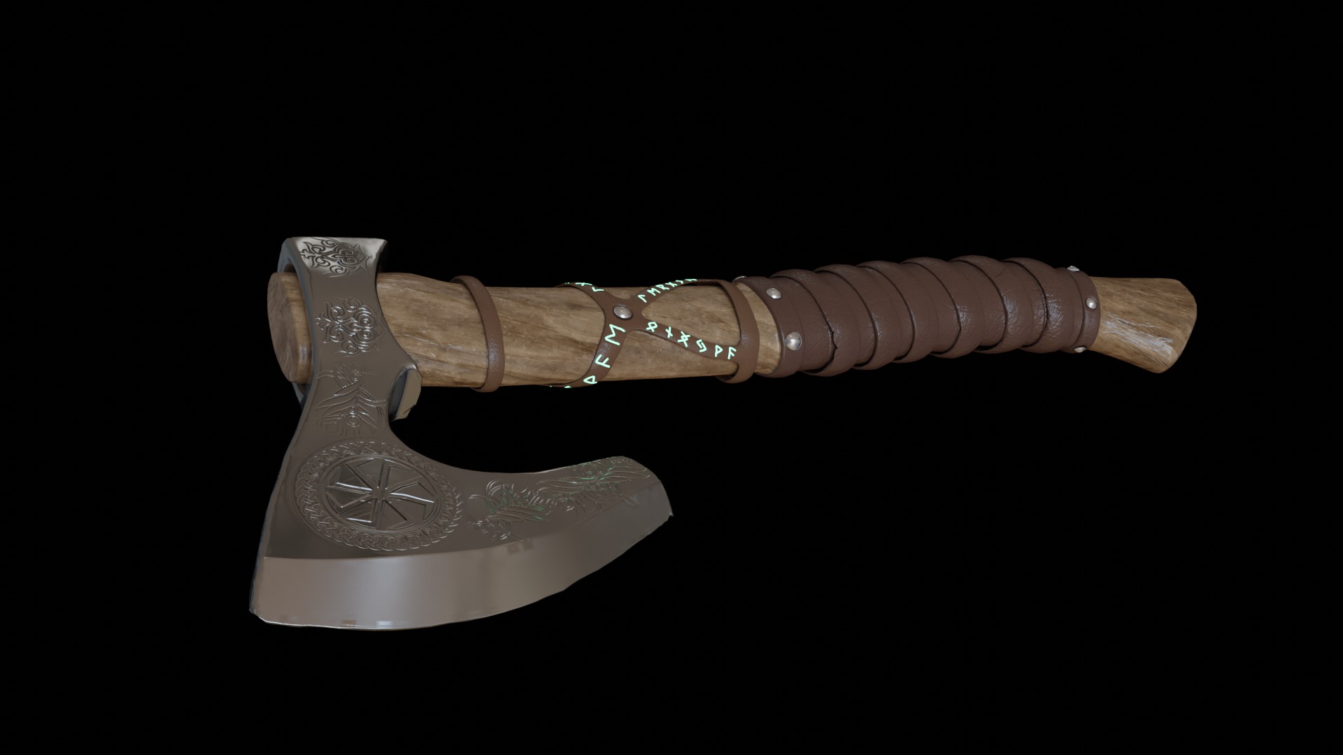 Pagan slavic battle axe Low-poly 3D model_4