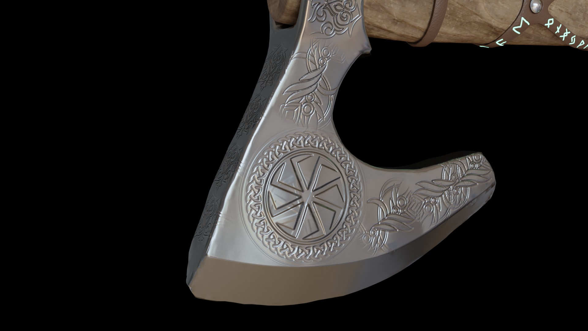 Pagan slavic battle axe Low-poly 3D model_6