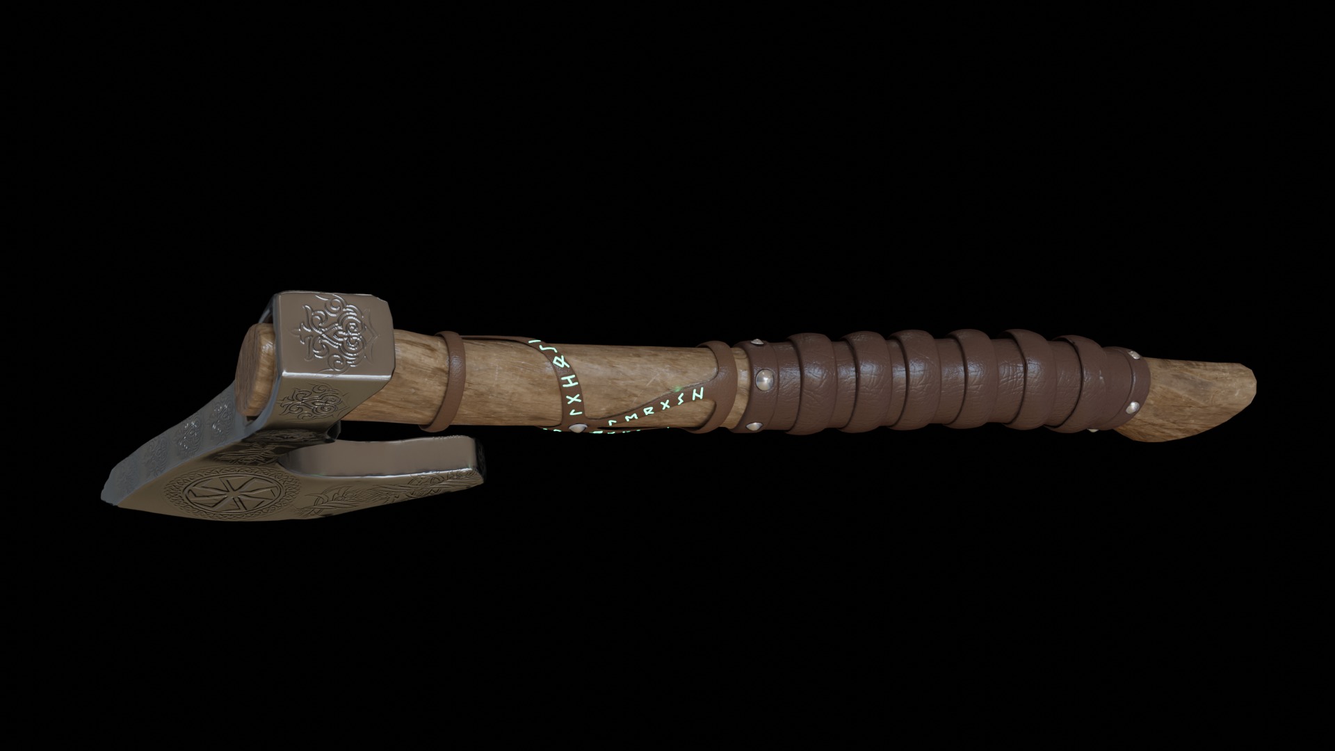 Pagan slavic battle axe Low-poly 3D model_5
