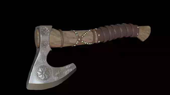 Pagan slavic battle axe Low-poly 3D model