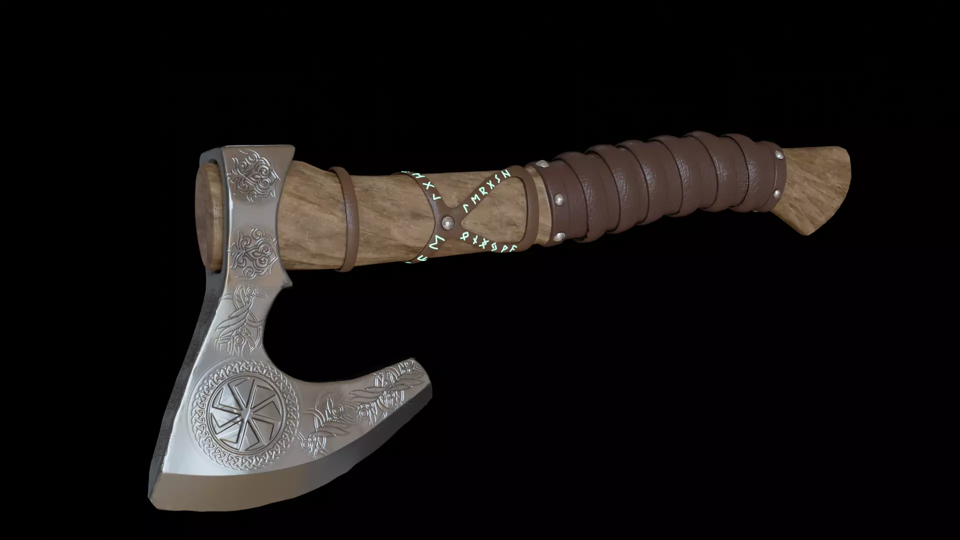 Pagan slavic battle axe Low-poly 3D model_0