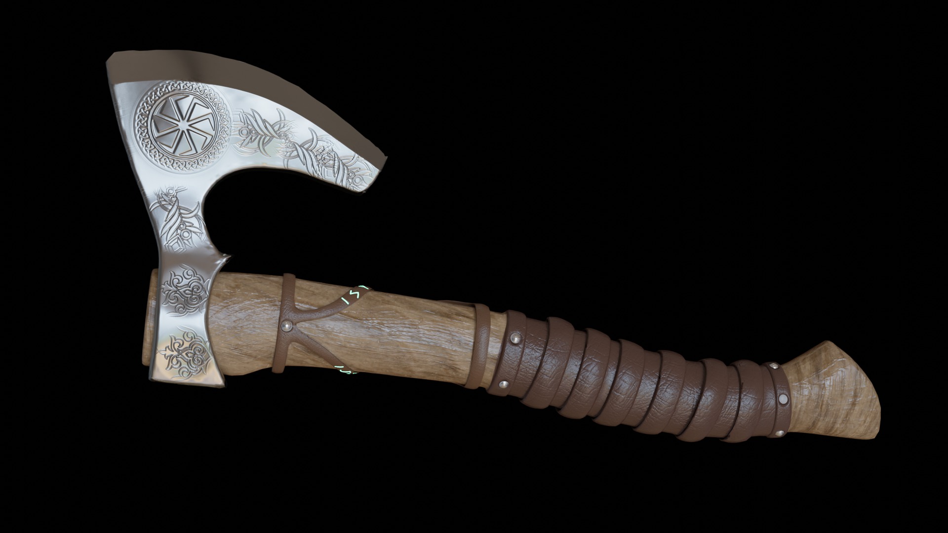 Pagan slavic battle axe Low-poly 3D model_1