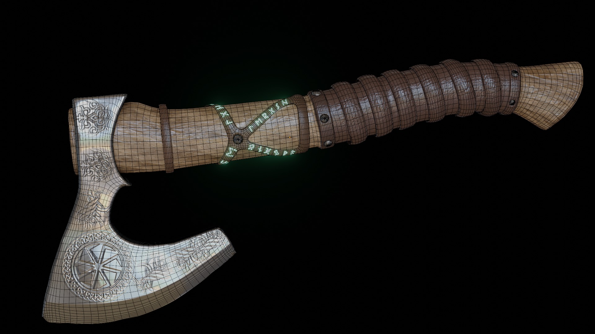 Pagan slavic battle axe Low-poly 3D model_2