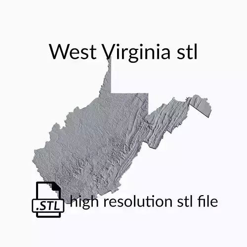 USA State of West Virginia Topographic Map - 3D Terrain