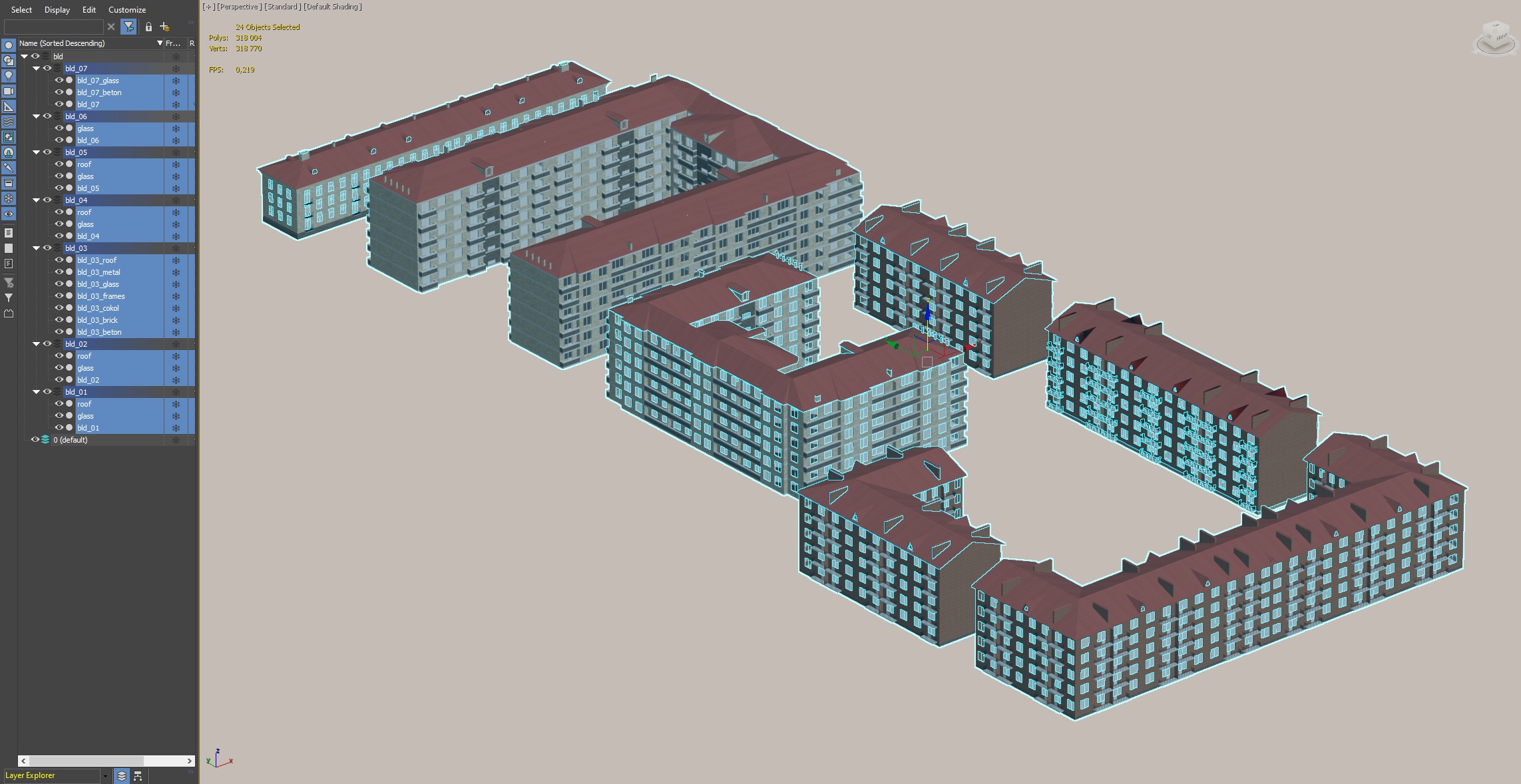 Red Roof Residential Complex 3D model_2