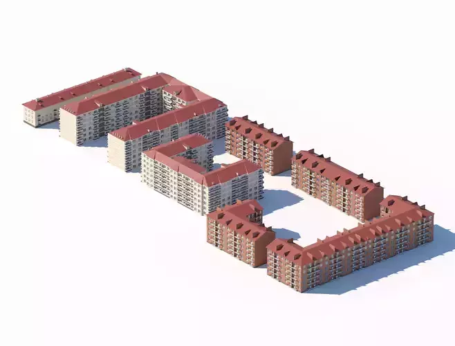 Red Roof Residential Complex 3D model Red Roof Residential Complex 3D model