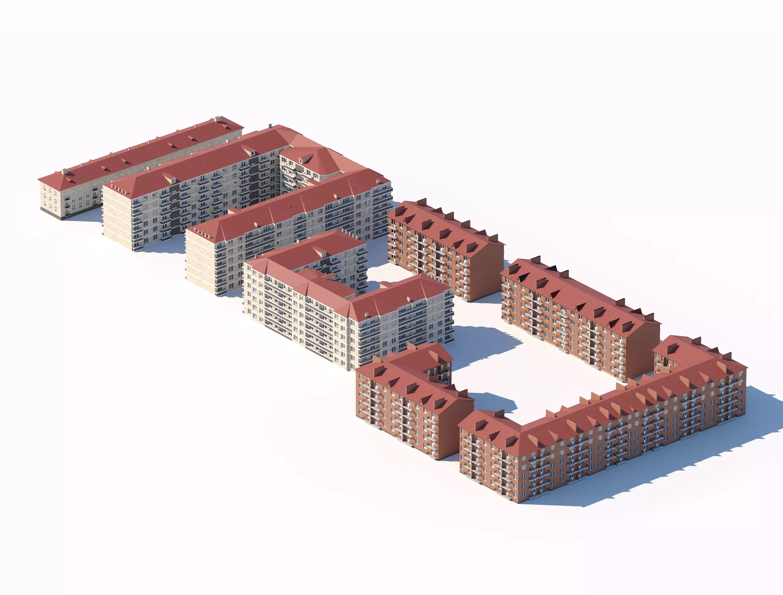 Red Roof Residential Complex 3D model_0