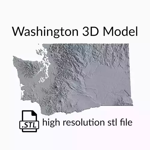 USA State of Washington Topographic Map - 3D Terrain Topography