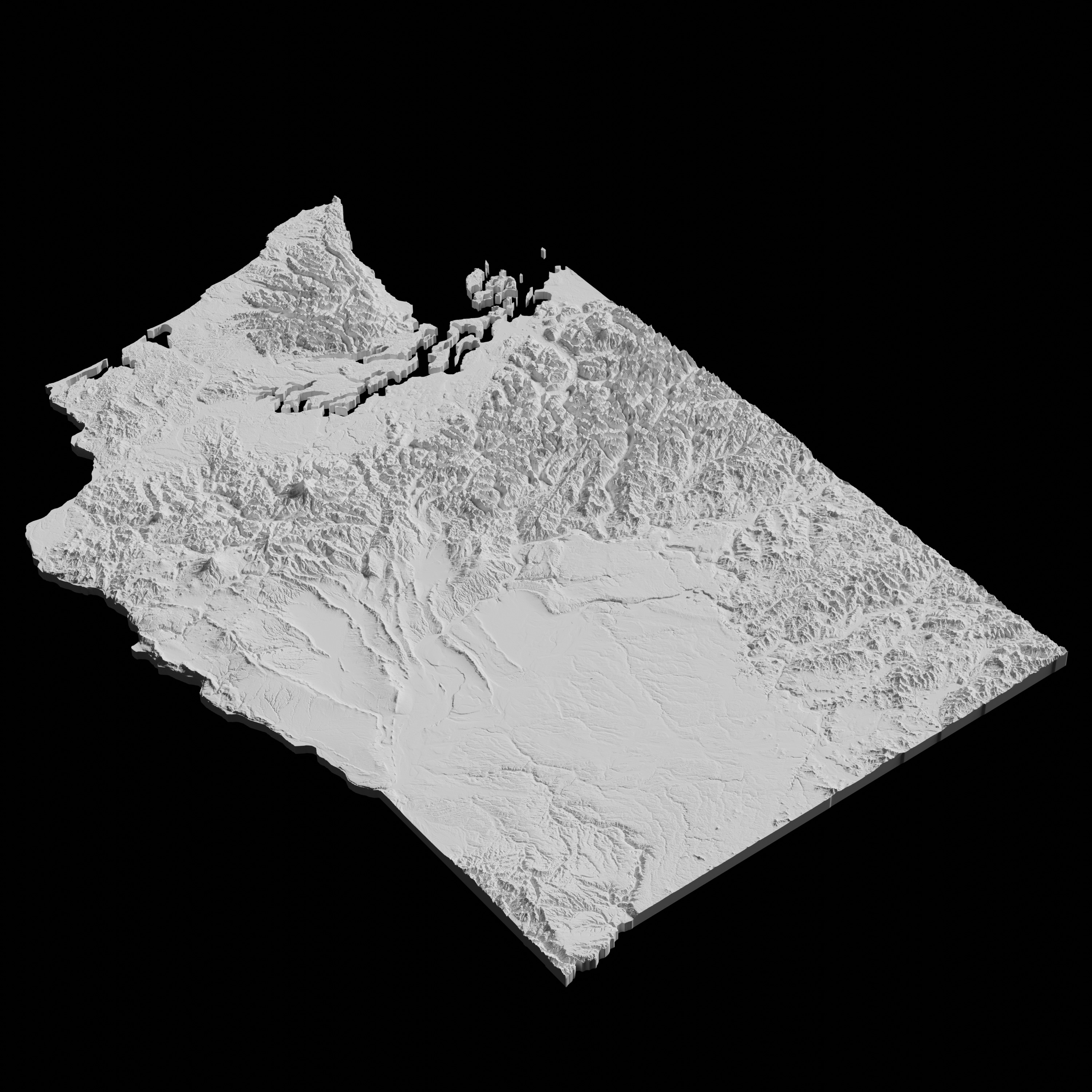 USA State of Washington Topographic Map - 3D Terrain Topography 3D print model_5