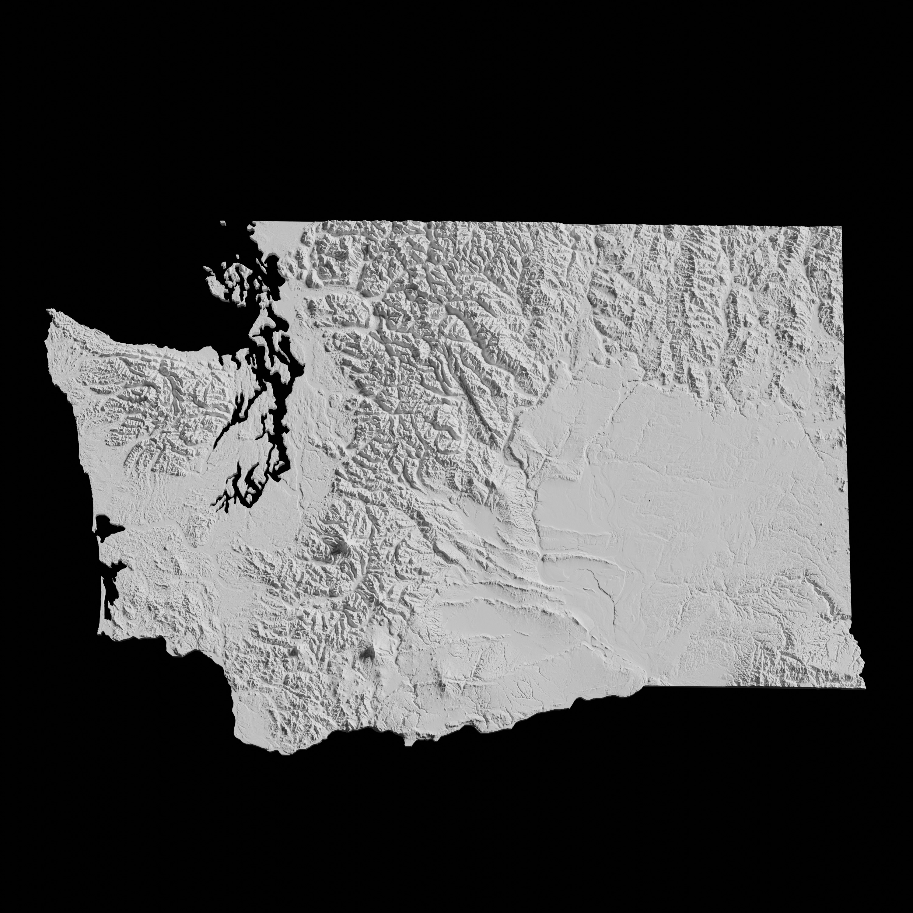 USA State of Washington Topographic Map - 3D Terrain Topography 3D print model_1