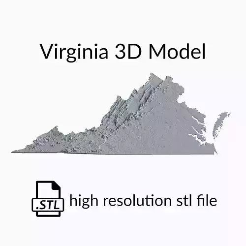 USA State of Virginia Topographic Map - 3D Terrain Topography