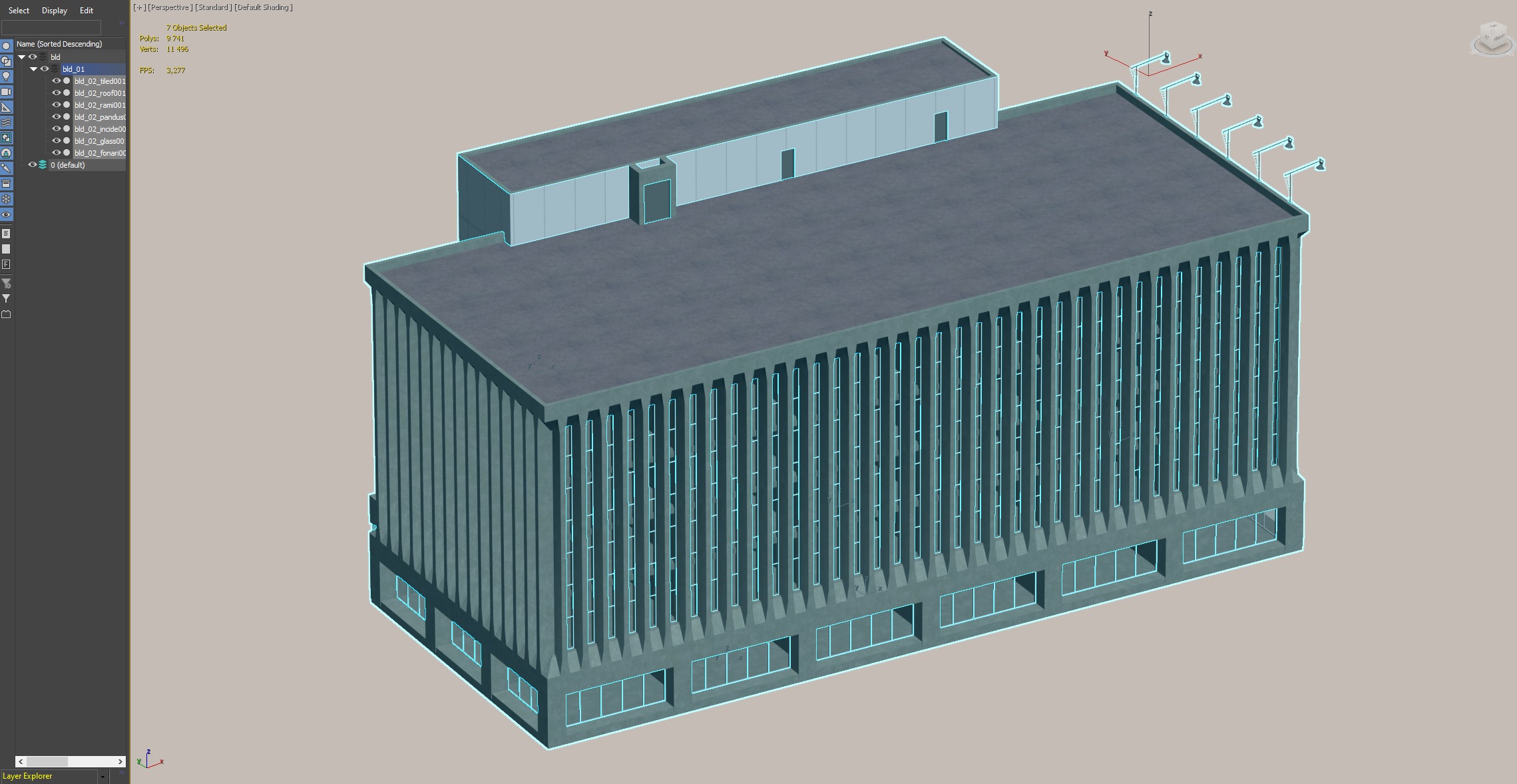 Modern Office Building Exterior 3D model_2