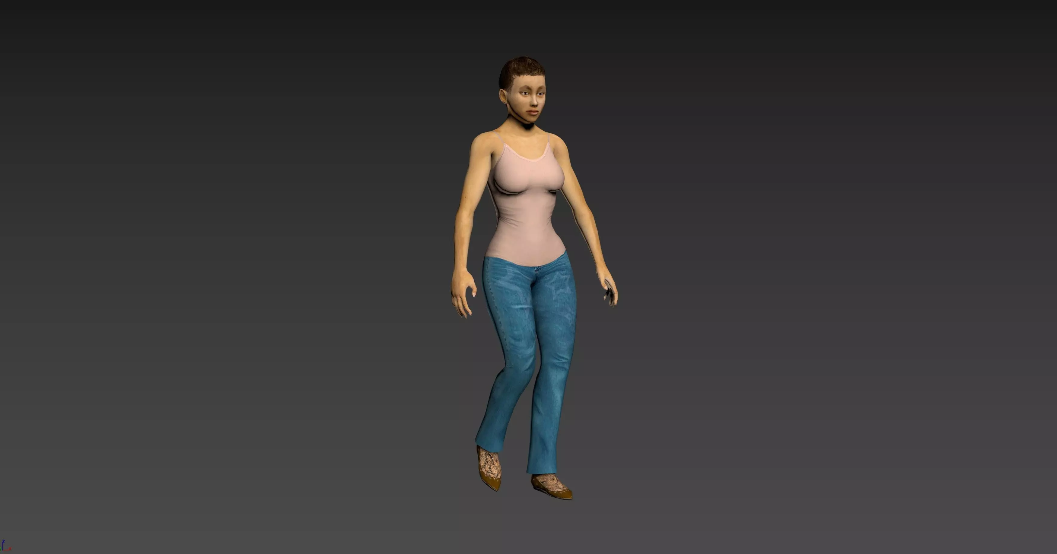 Female Character 1 - Animated Low-poly 3D model