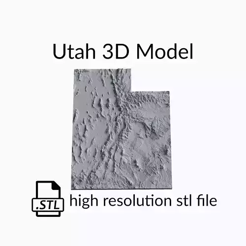 USA State of Utah Topographic Map - 3D Terrain Topography 3D print model